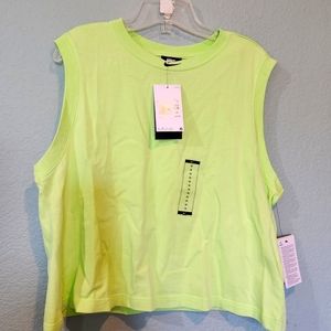 Nike Plus Sz 1X Retro Lime Green Tank Top Cropped Cotton Workout DQ3361-358 NWT